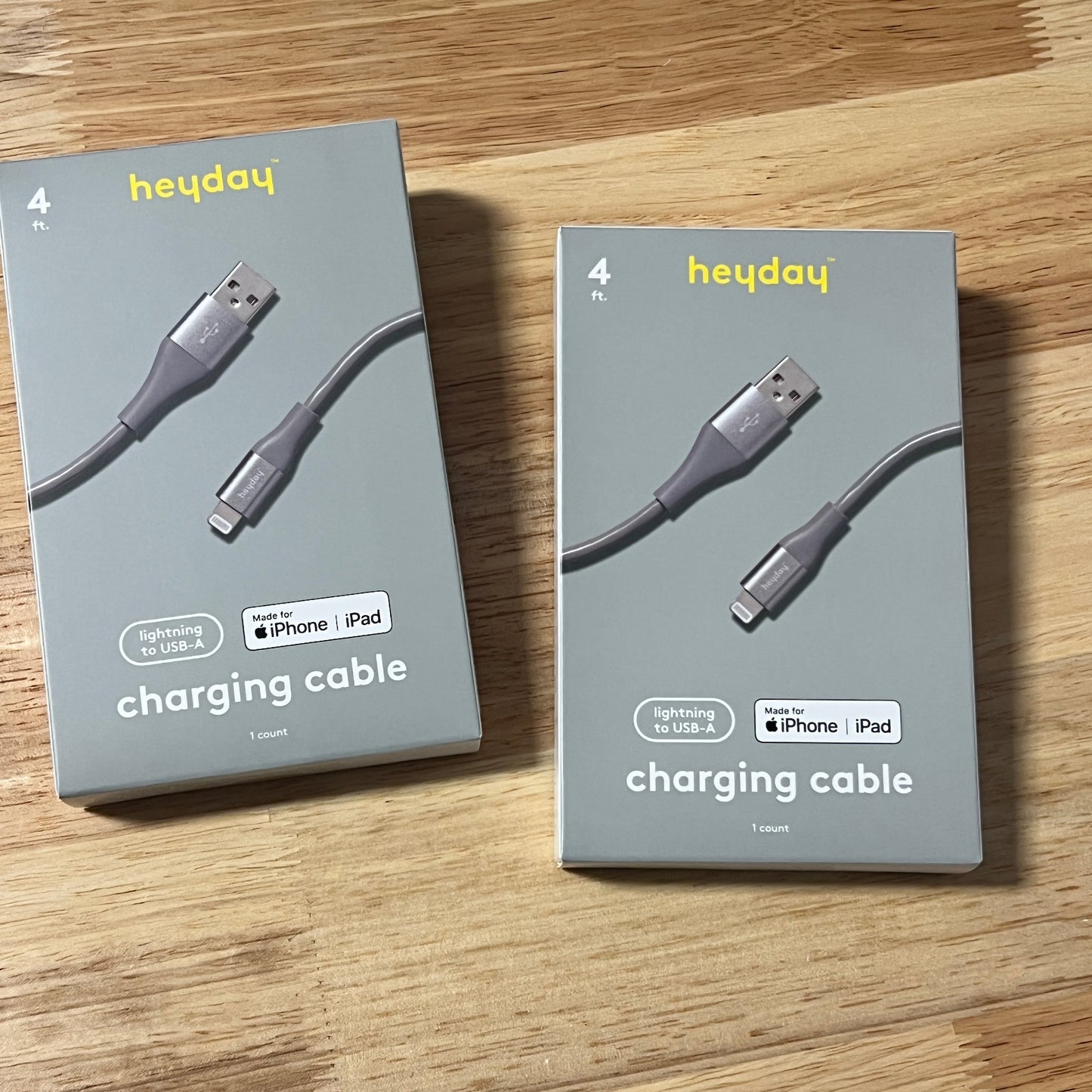 NEW Two Heyday 4' Grey Lightning Charging Cables
