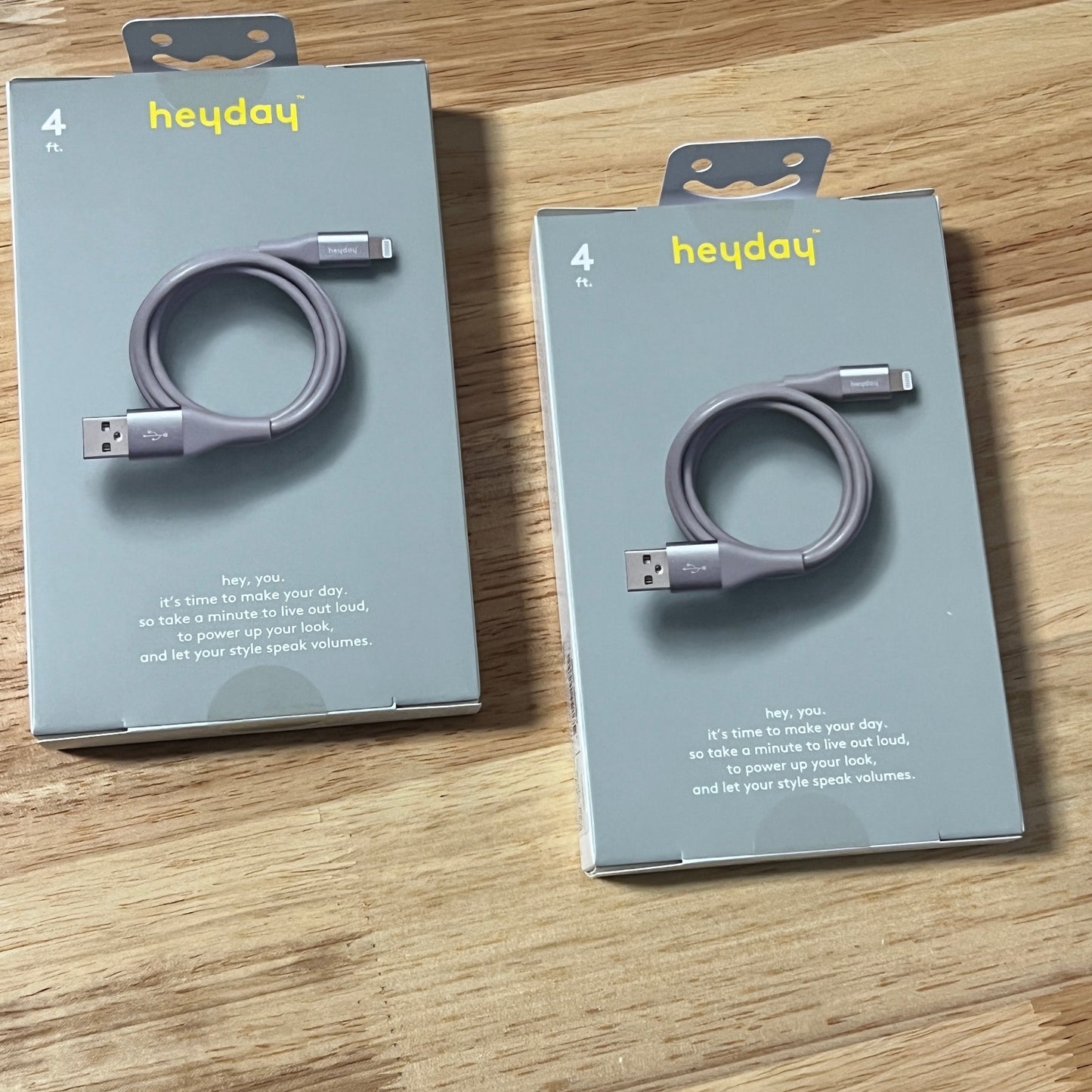 NEW Two Heyday 4' Grey Lightning Charging Cables
