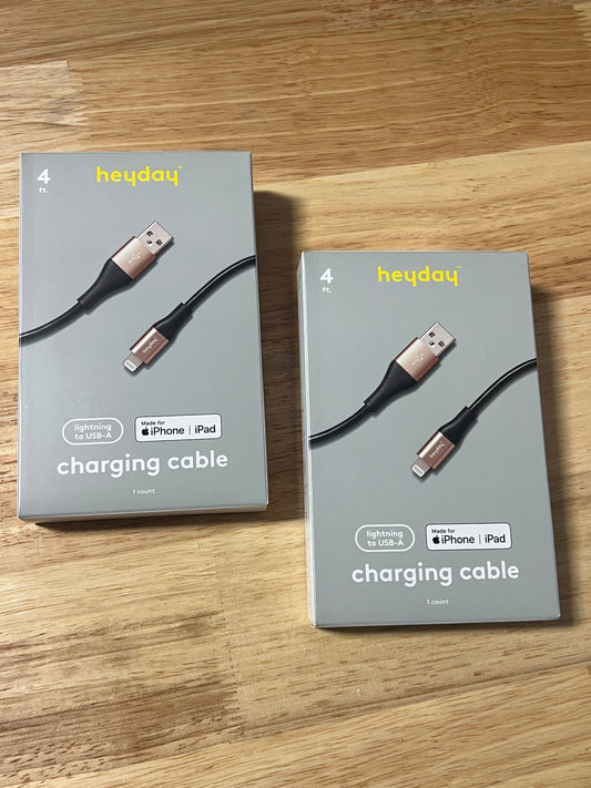 NEW Two Heyday 4' Black Lightning Charging Cables
