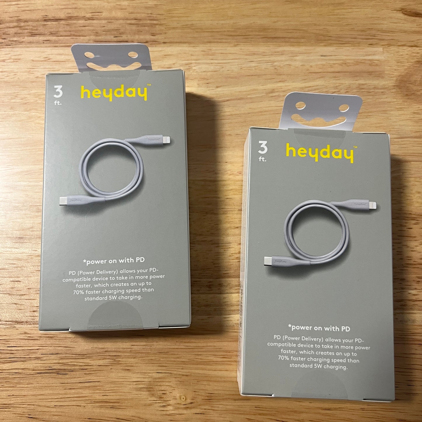 NEW Two Heyday 3' Grey Lightning to USB-C Charging Cables