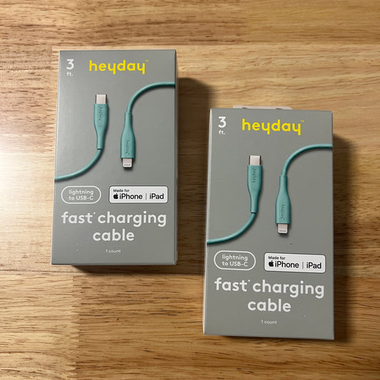 NEW Two Heyday 3' Teal Lightning to USB-C Charging Cables (Copy)