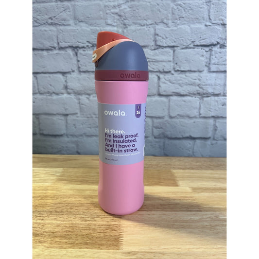NEW Owala FreeSip Stainless Steel Water Bottle 24oz Purple/Pink